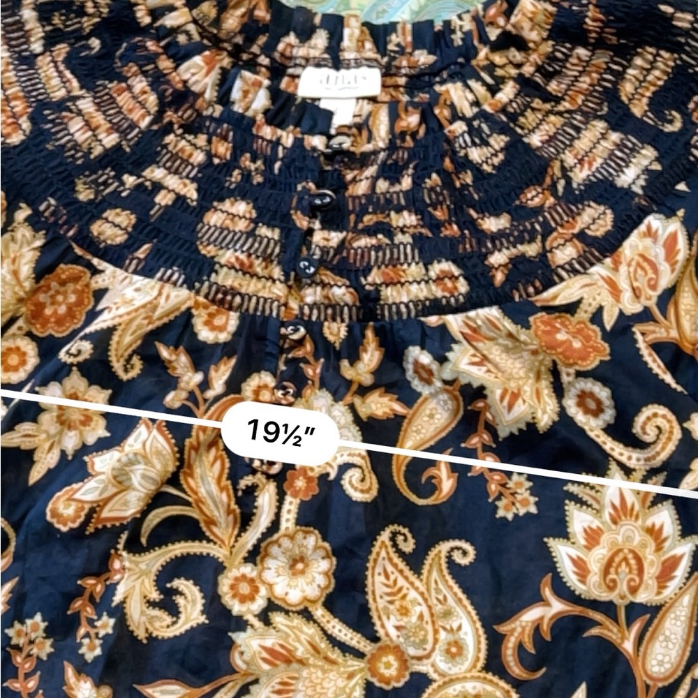 a.n.a Black and Tan Floral Smoked Blouse S NWT - Picture 8 of 9